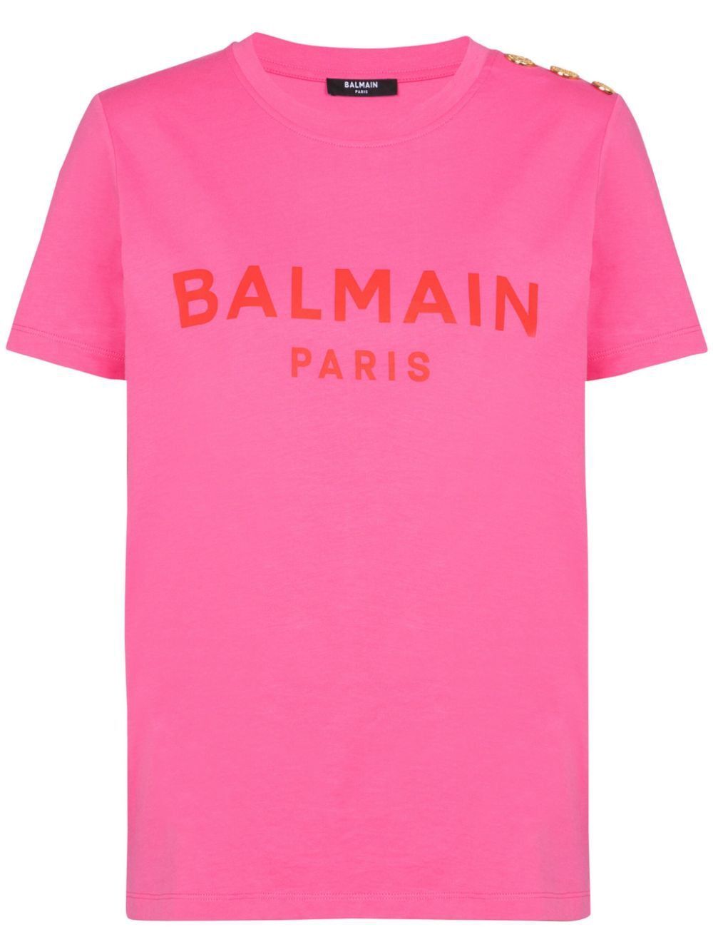 BALMAIN Lightweight Crew-Neck T-Shirt with Gold-Tone Buttons - Regular Fit