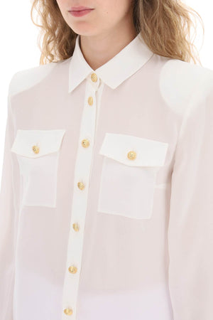 BALMAIN Elegant Crepe of Chine Buttoned Shirt for Women - FW23