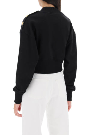 BALMAIN Organic Cotton Printed Sweatshirt for Women in Black and White - FW23 Collection