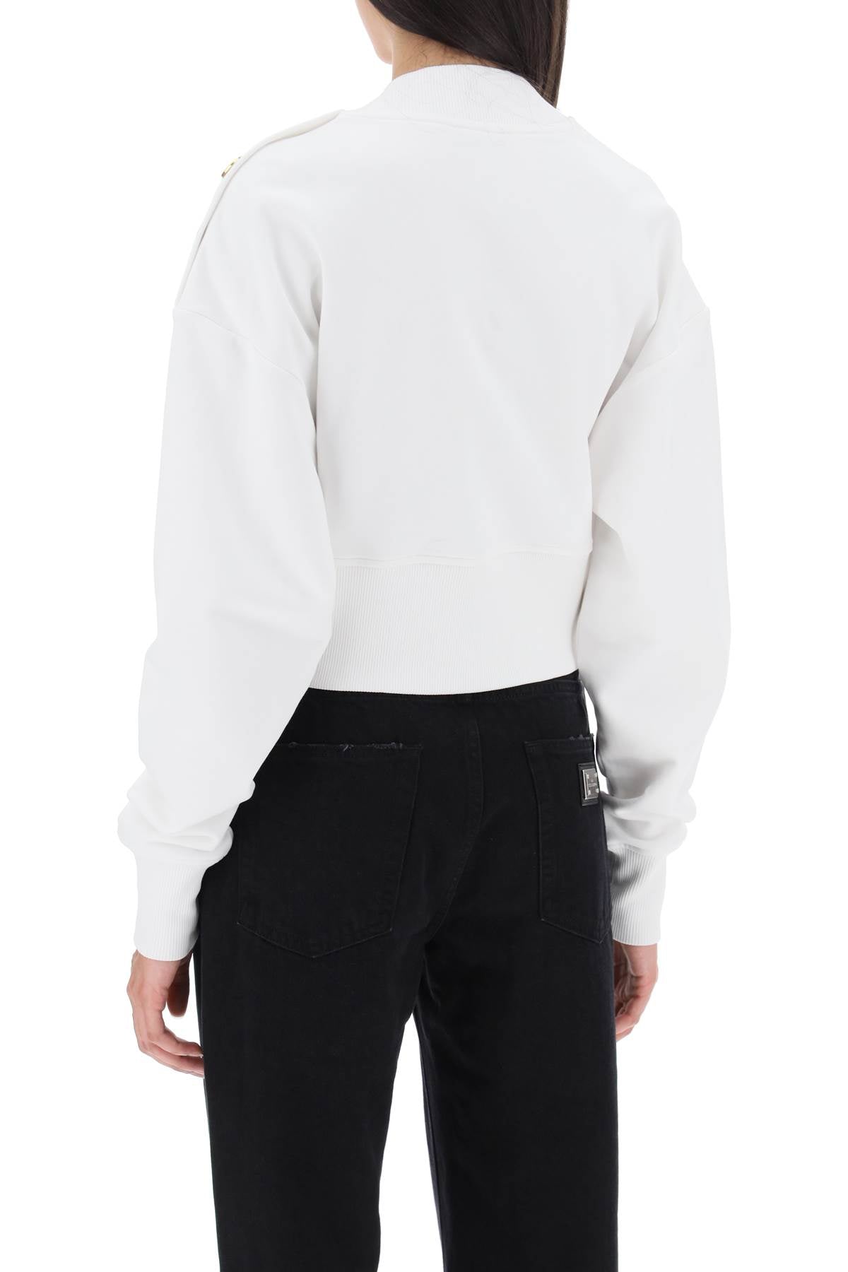 BALMAIN Cropped Logo Cotton Sweatshirt