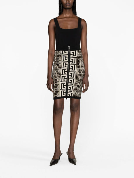 BALMAIN 23FW Black Women's Mid Skirt