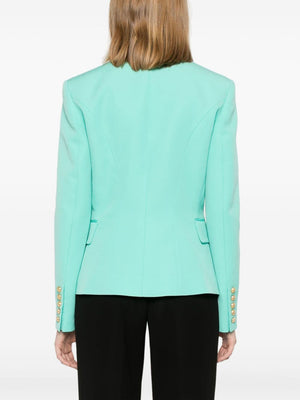 BALMAIN Mint Green Virgin Wool Double-Breasted Jacket