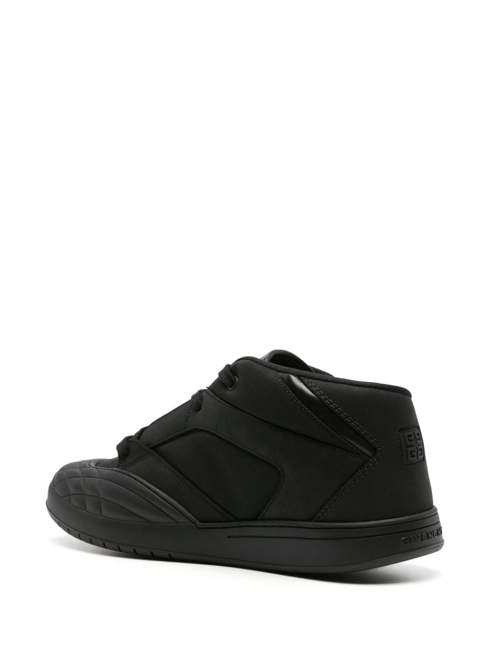 GIVENCHY Men's Black Leather Low Top Sneakers with Signature 4G Logo Appliqué and Perforated Detailing