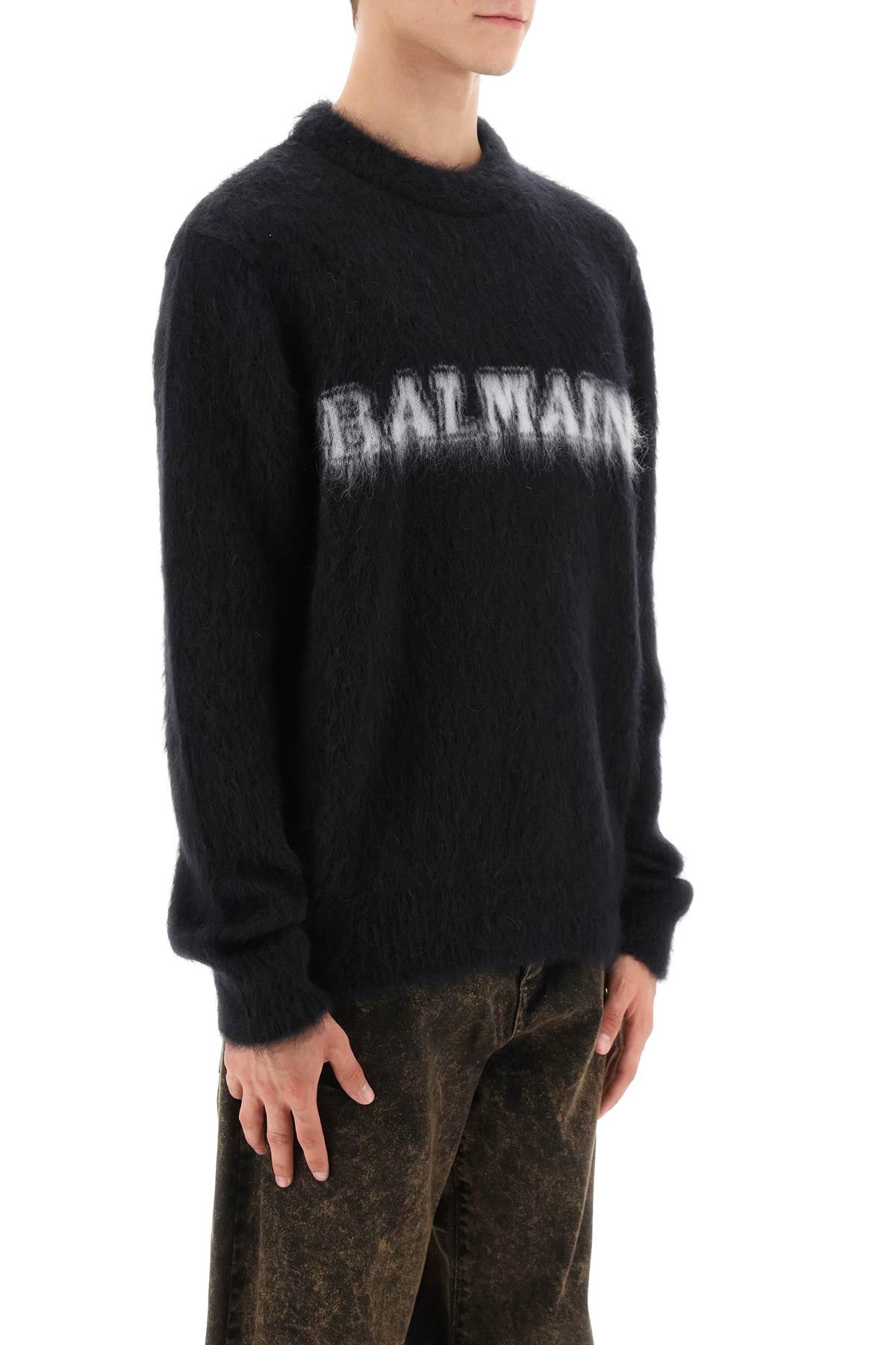 BALMAIN Crew-Neck Mohair Blend Sweater - Size S