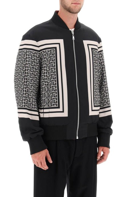 BALMAIN Reversible Monogram Scarf Bomber Jacket