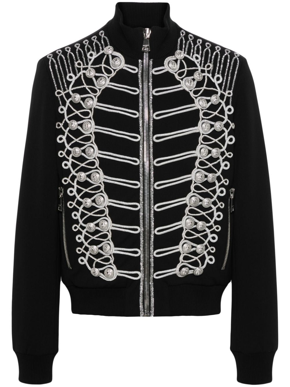 BALMAIN Black and Silver Embroidered Bomber Jacket for Men | SS24 Collection