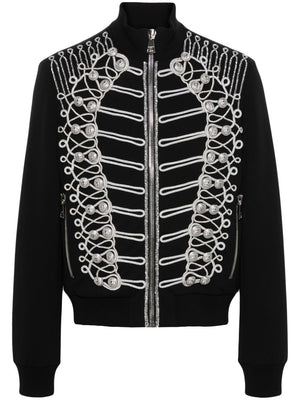 BALMAIN Black and Silver Embroidered Bomber Jacket for Men | SS24 Collection