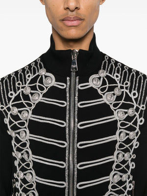 BALMAIN Black and Silver Embroidered Bomber Jacket for Men | SS24 Collection