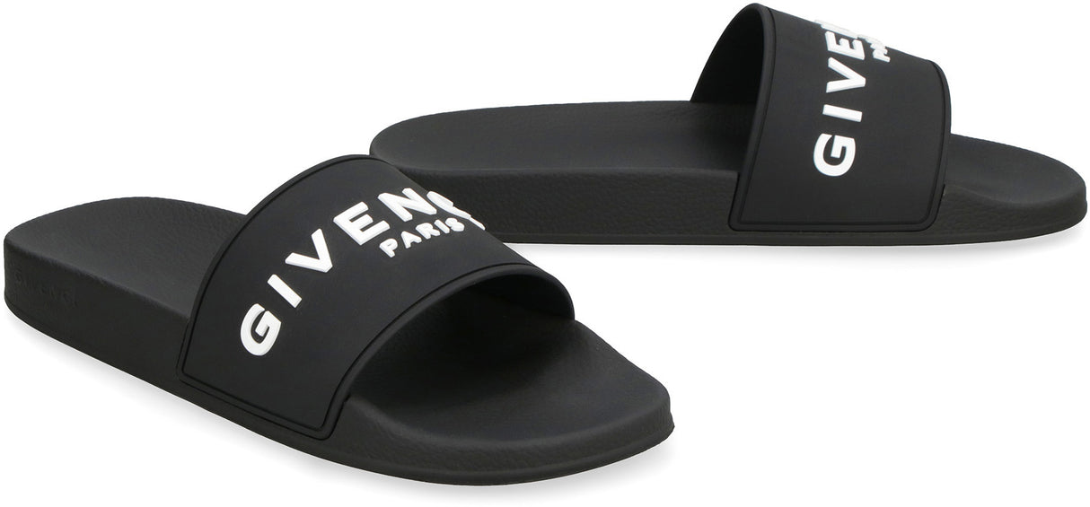 GIVENCHY Men's Classic Black Slippers with Logo Band