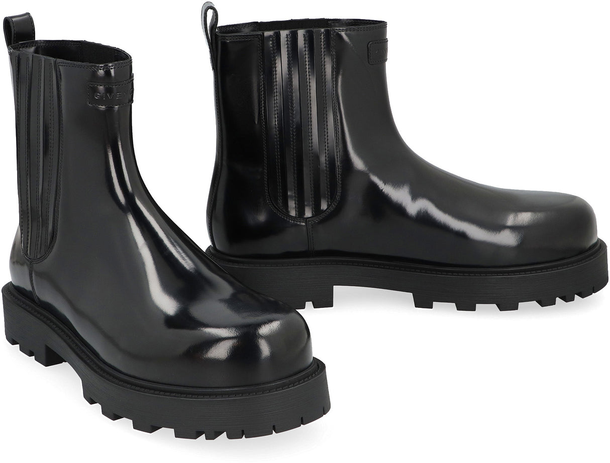 GIVENCHY Men's Black Leather Chelsea Boots for FW23