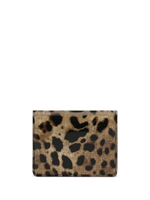 DOLCE & GABBANA Multicolor Leo-Print Leather Wallet - Shiny Calfskin, Snap-Button Closure, 5 Card Slots, 1 Bill Compartment, 8.5x11x2cm