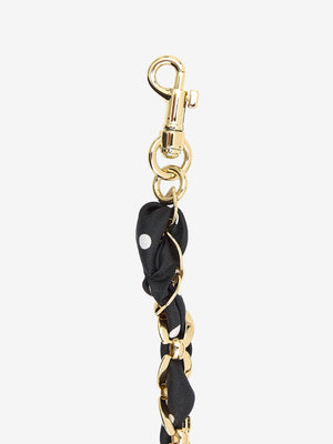 DOLCE & GABBANA Elegant Polka-Dot Silk Twill Shoulder Strap with Chain Detail