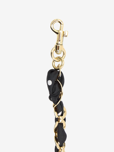 DOLCE & GABBANA Elegant Polka-Dot Silk Twill Shoulder Strap with Chain Detail