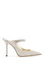 JIMMY CHOO Glitter Fabric Sandals with Crystal Adornments - Women's 100