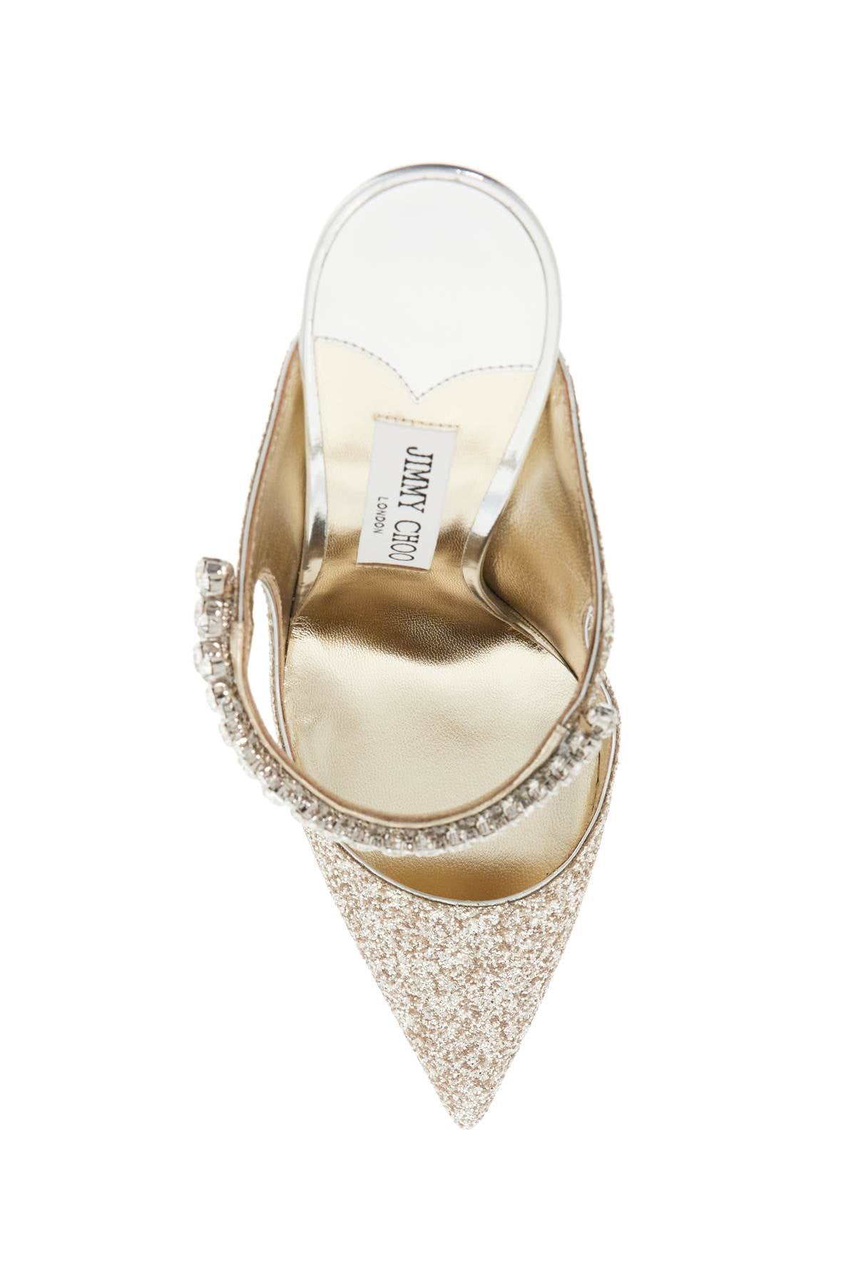 JIMMY CHOO Glitter Fabric Sandals with Crystal Adornments - Women's 100