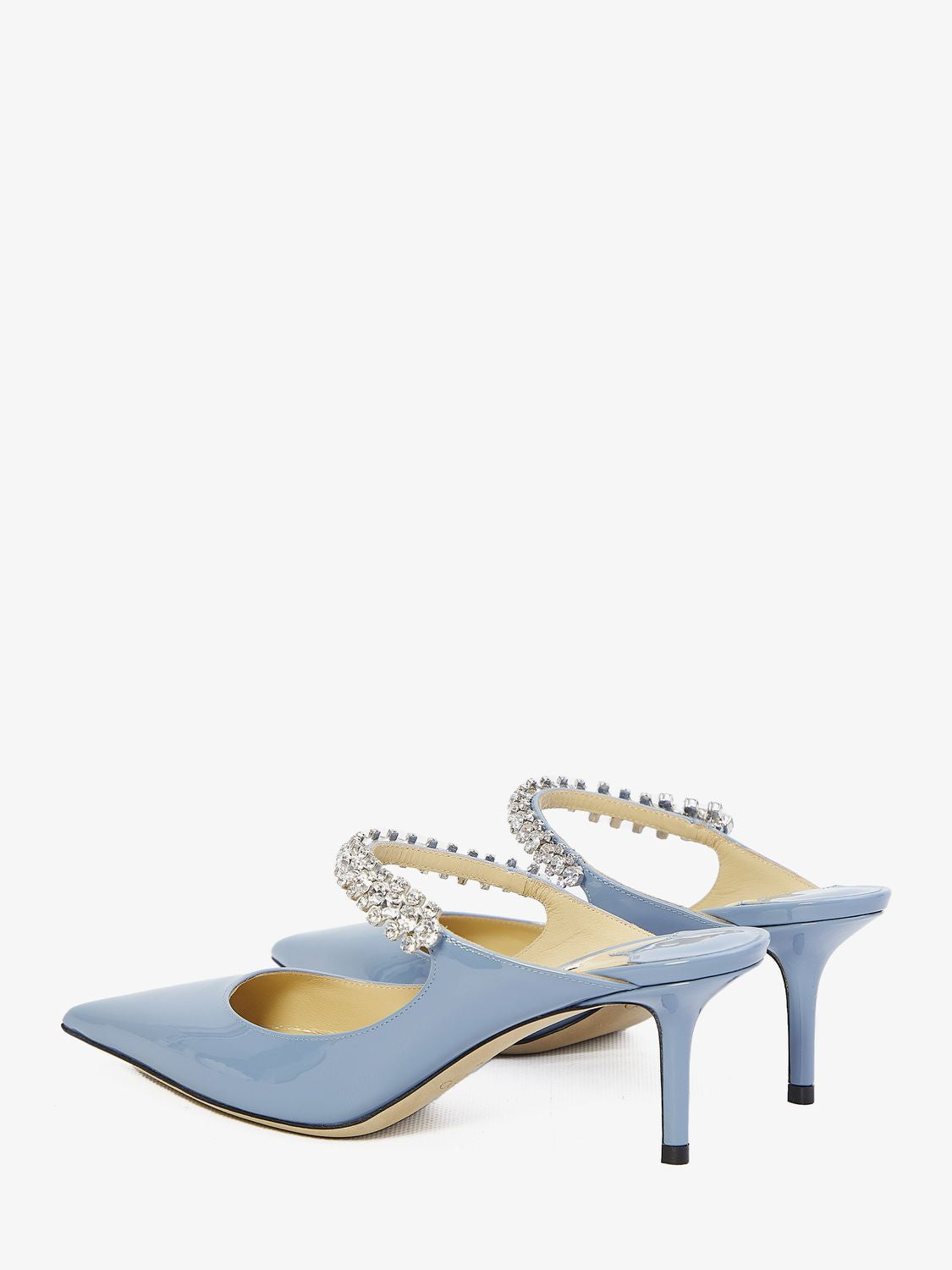 JIMMY CHOO Elegant Crystal-Embellished Blue Patent Flats for Women