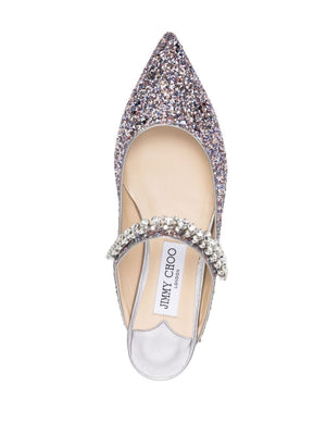 JIMMY CHOO Gray Crystal Pointed Toe Flats for Women