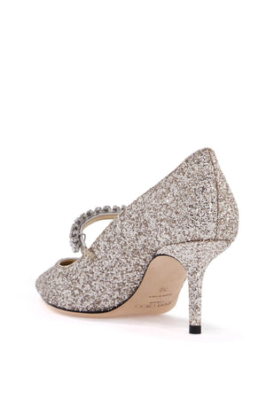 JIMMY CHOO Glittery Pumps with Swarovski Crystal Strap - 65