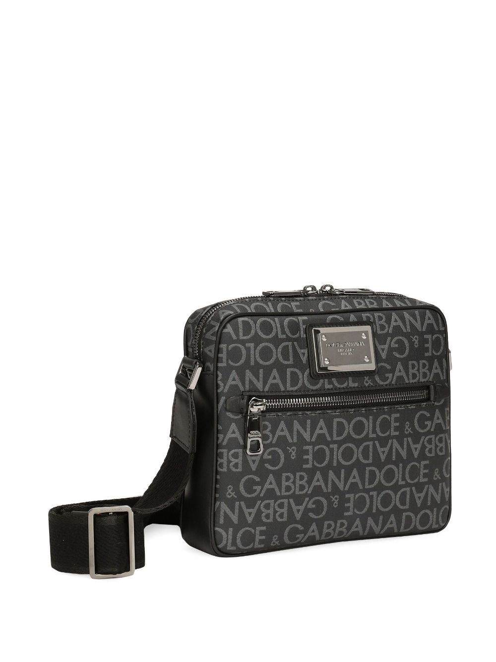 DOLCE & GABBANA Sleek Charcoal Logo Crossbody Bag