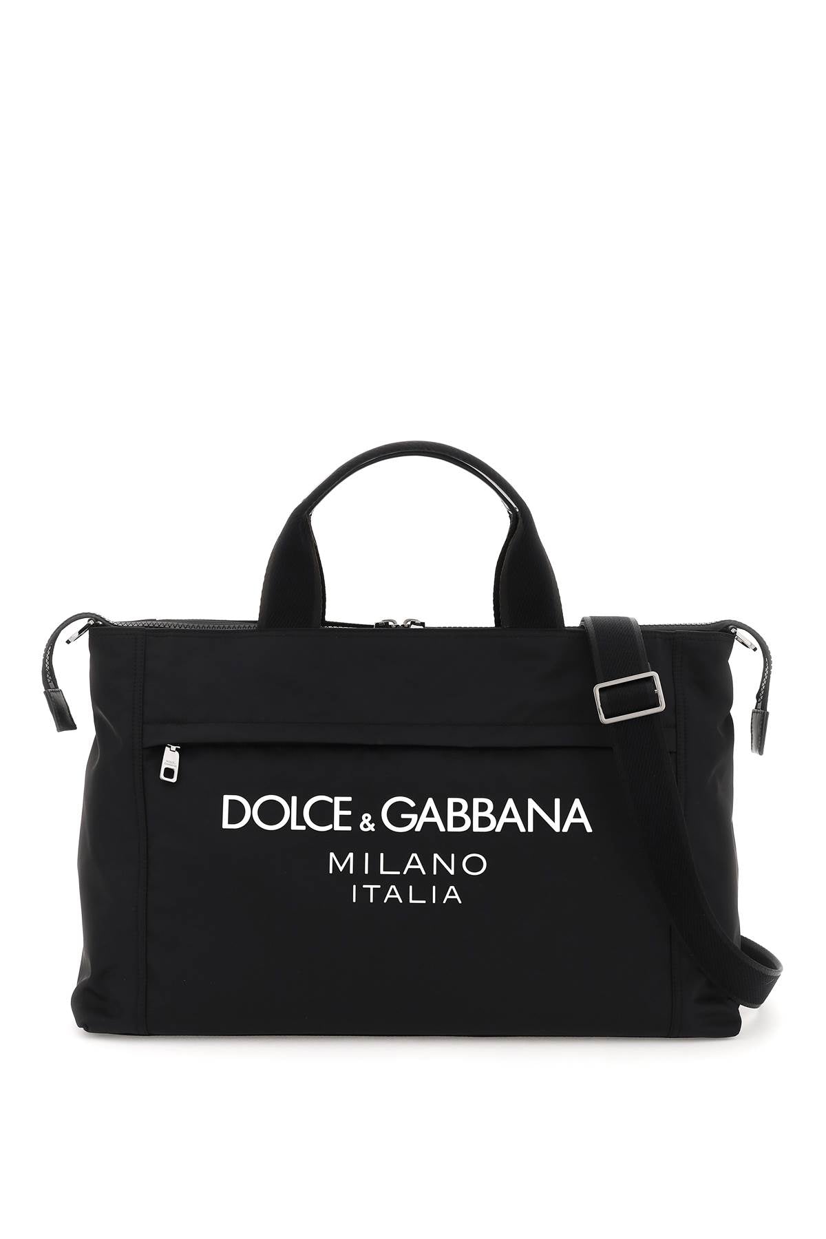 DOLCE & GABBANA Rubberized Logo Nylon Duffle Handbag - Mini Size