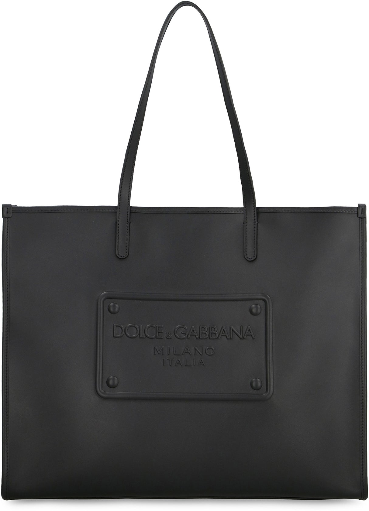 DOLCE & GABBANA Smooth Leather Tote Handbag for Men - Black