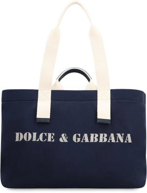 DOLCE & GABBANA Navy Printed Tote Handbag for Men (SS24)