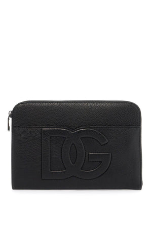 DOLCE & GABBANA Embossed Leather Mini Media Pouch for Men