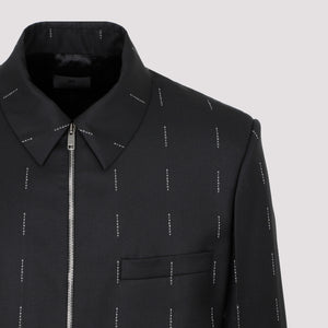 GIVENCHY Black Logo Print Zippered Wool Jacket for Men - FW23 Collection