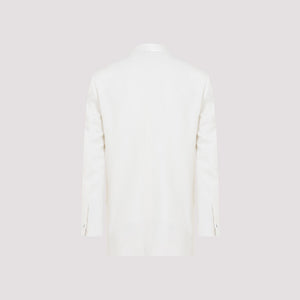 GIVENCHY Elegant White Wool Mohair Lapel Jacket