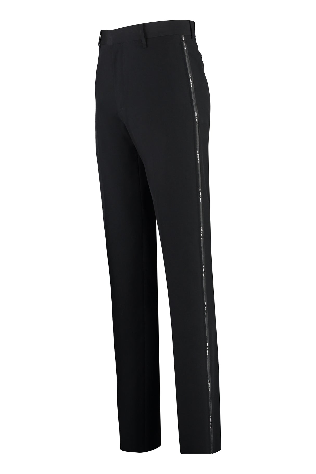 GIVENCHY Men's Black Wool Raw Cut Slim Fit Pants for FW23