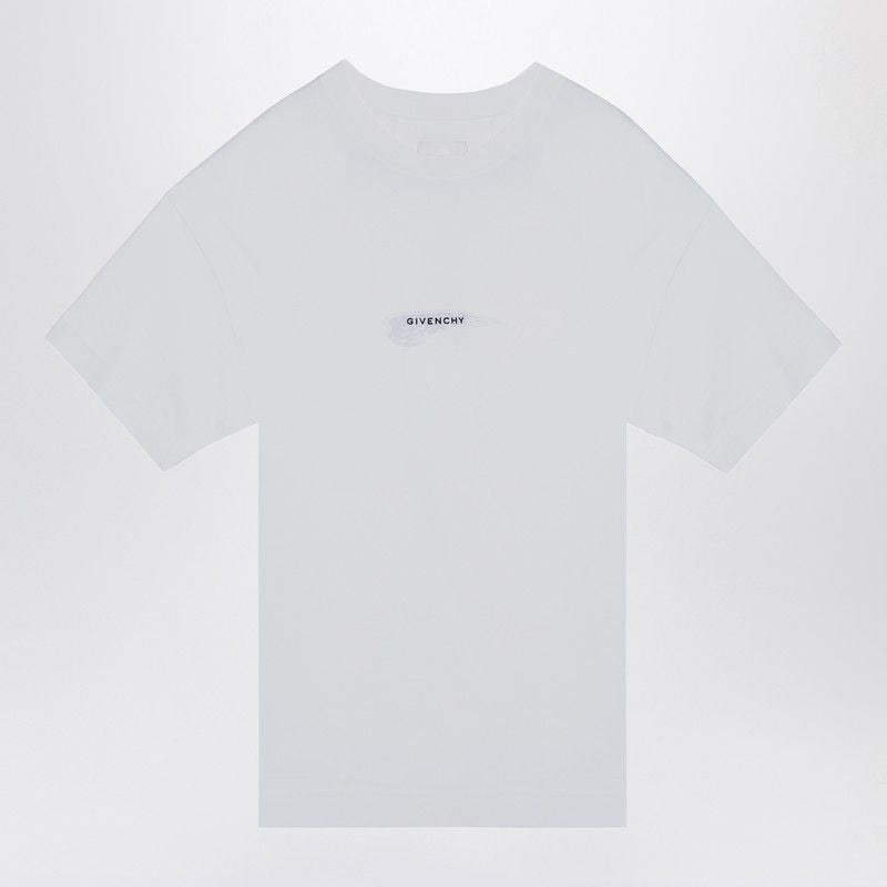 GIVENCHY Men's White Cotton T-Shirt with Wing Embroidery