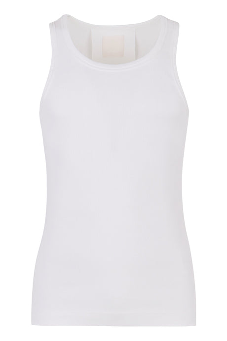 GIVENCHY Men's Ribbed Cotton Tank Top - White