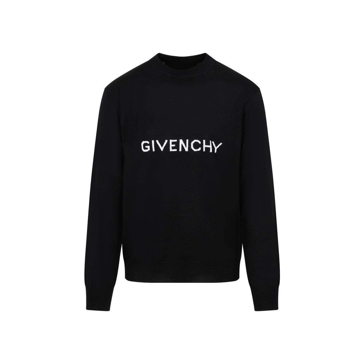 GIVENCHY Classic Black Crew-Neck Wool Sweater for Men