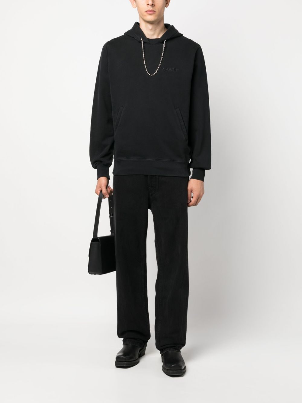 AMBUSH Black Chain Cotton Hoodie for Men