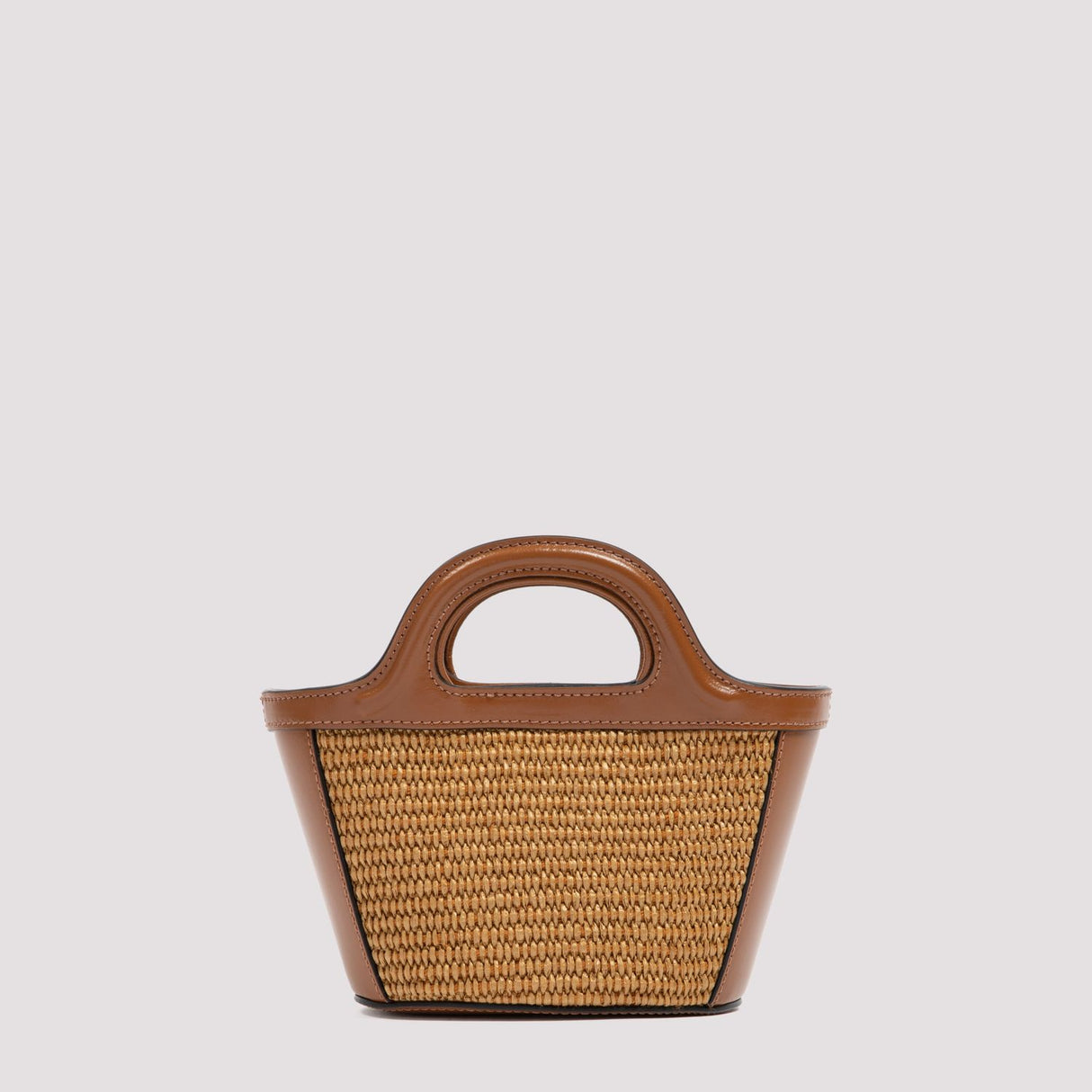 MARNI Tropical-Inspired Bucket Handbag with Raffia Panels and Leather Details