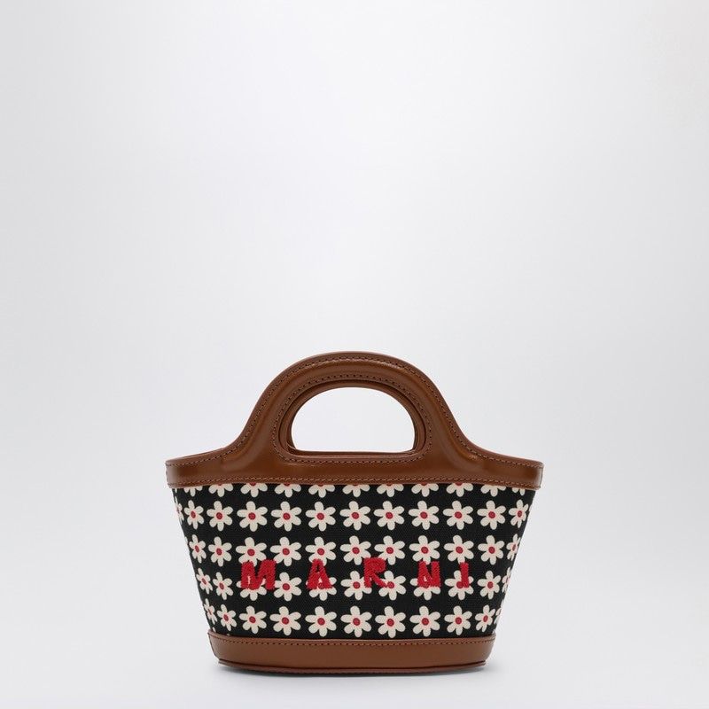 MARNI Mini Black Tropicalia Handbag with Daisy Print