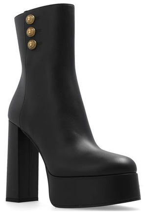 BALMAIN Sleek Black Calfskin Ankle Boots for Women - FW23 Collection