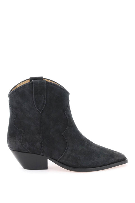 ISABEL MARANT Chic Gray Suede Ankle Boots with Cuban Heel