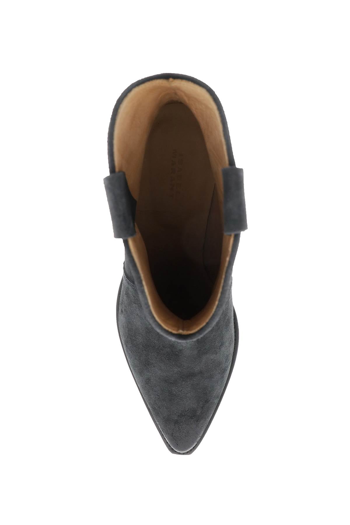 ISABEL MARANT Chic Gray Suede Ankle Boots with Cuban Heel