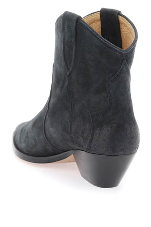 ISABEL MARANT Chic Gray Suede Ankle Boots with Cuban Heel