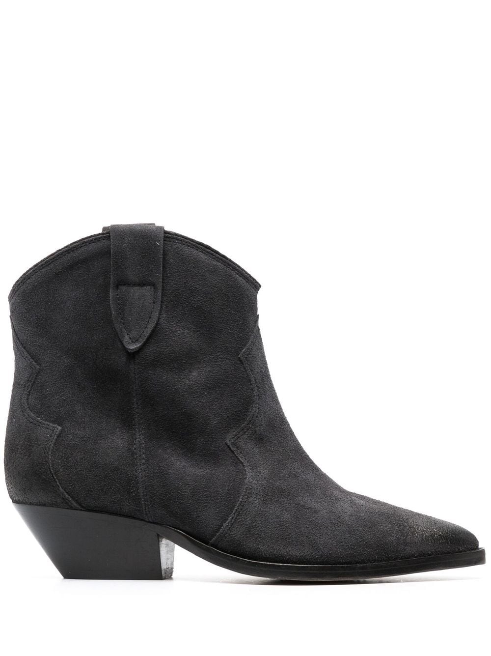 ISABEL MARANT Chic Gray Suede Ankle Boots with Cuban Heel