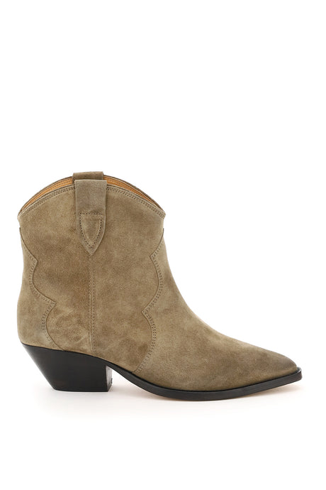 ISABEL MARANT Chic Taupe Suede Slip-On Ankle Boots