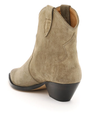 ISABEL MARANT Chic Taupe Suede Slip-On Ankle Boots