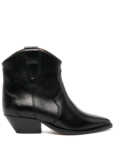 ISABEL MARANT Black Leather Ankle Boots for Women from FW23 Collection