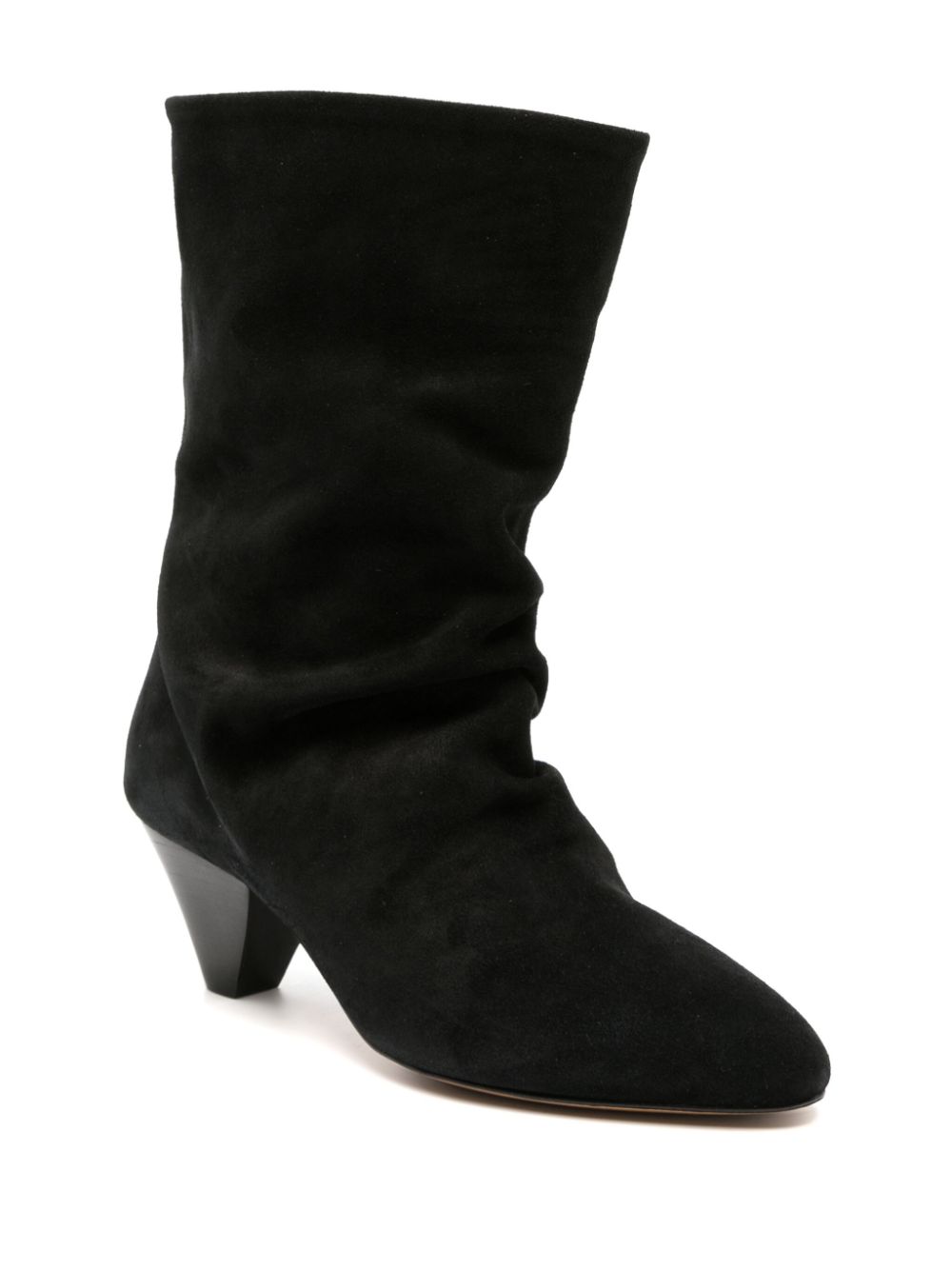 ISABEL MARANT Black Almond Toe Slip-On Leather Boots for Women