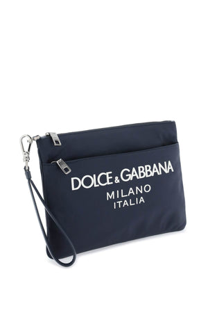 DOLCE & GABBANA Men's Blue Nylon Pouch Handbag for SS24