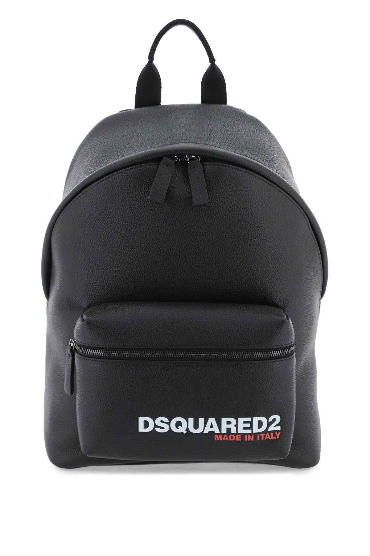 DSQUARED2 Grained Leather Men's Backpack with Contrasting Logo Print