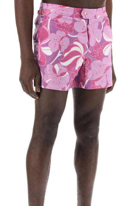 TOM FORD Multicolor Floral Men's Bermuda Shorts with Adjustable Waist and Travel Pouch