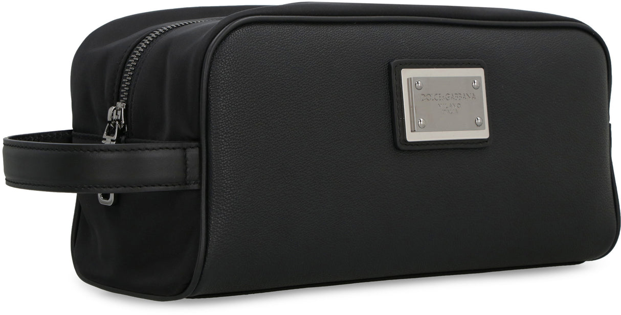 DOLCE & GABBANA Men's Black Nylon Wash Handbag for FW23