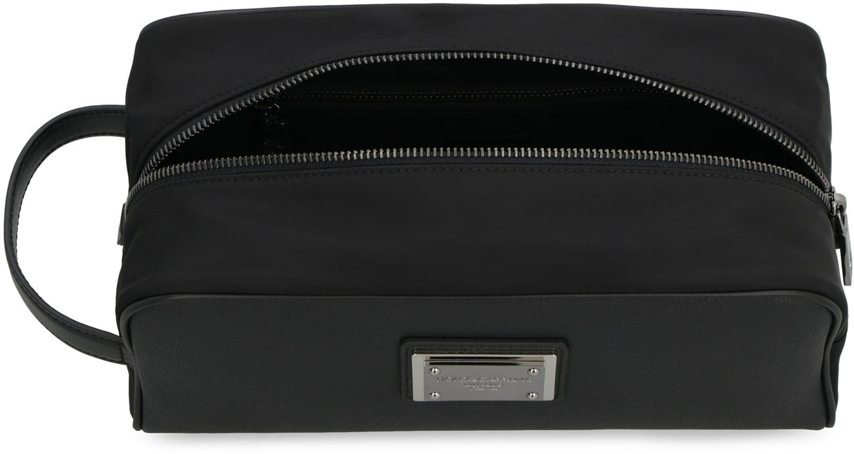 DOLCE & GABBANA Men's Black Nylon Wash Handbag for FW23